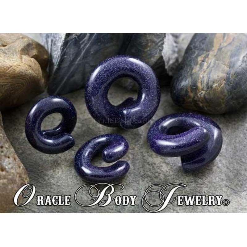 Blue Goldstone Coils by Oracle Body Jewelry 1/2 inch (12.5mm) Blue Goldstone Pair