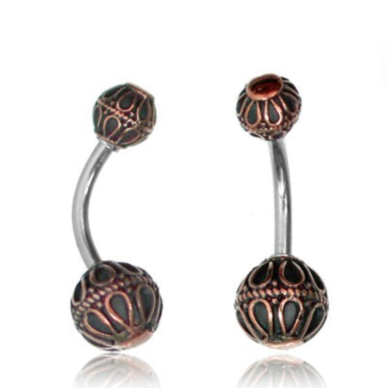 Looped Rose Brass Belly Ring 14g – 3/8″ long (10mm) Stainless Steel