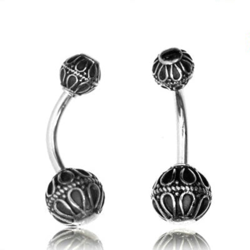 Looped White Brass Belly Ring 14g – 3/8″ long (10mm) Stainless Steel