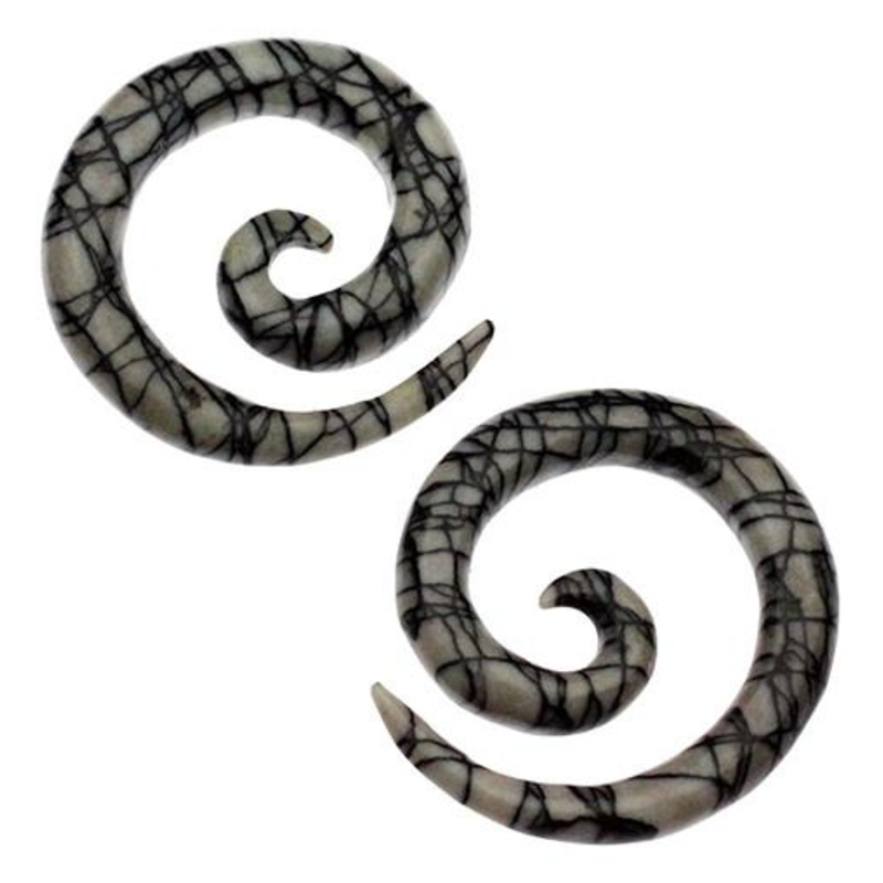 Picasso Jasper Spirals by Oracle Body Jewelry 2 gauge (6.5mm) Picasso Jasper Pair