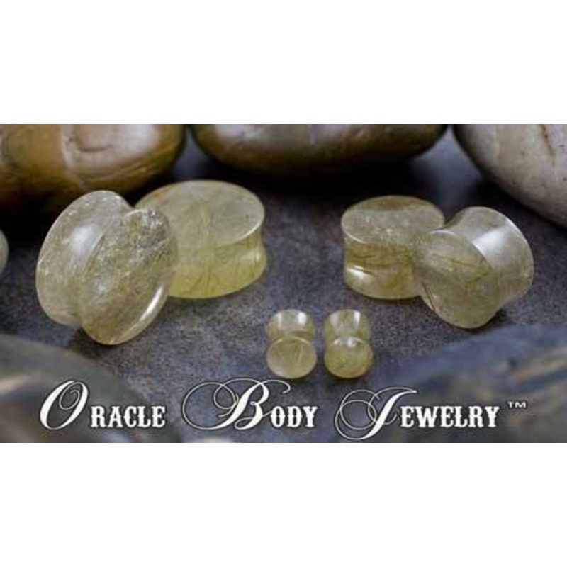 Rutilated Quartz Plugs by Oracle Body Jewelry 8 gauge (3mm) Rutilated Quartz Pair