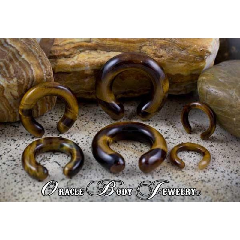 Tiger Eye Rings by Oracle Body Jewelry 2 gauge (6mm) Tiger Eye Pair