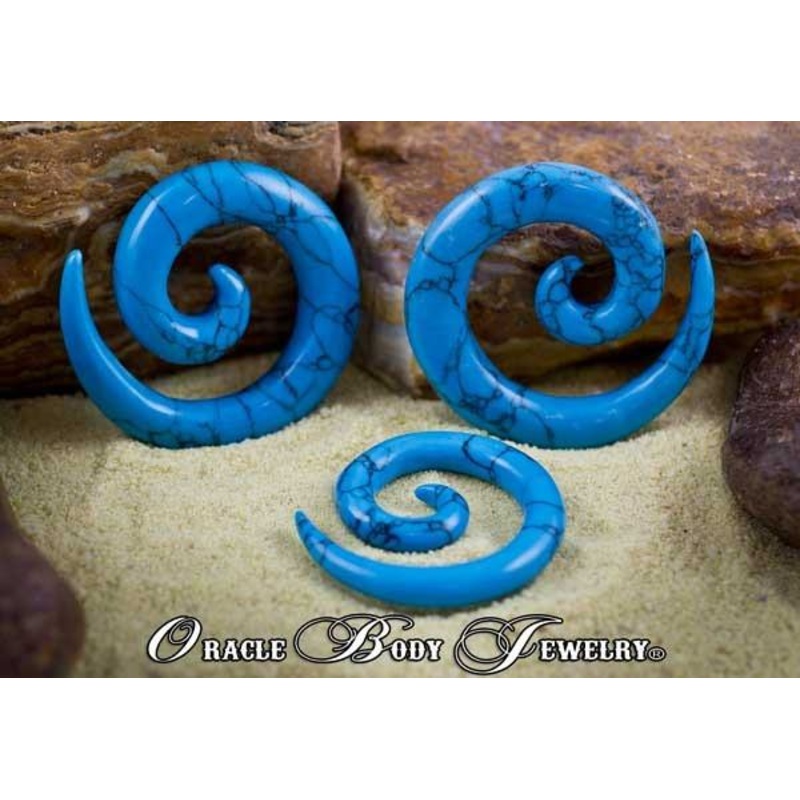 Turquoise Spirals by Oracle Body Jewelry 2 gauge (6.5mm) Turquoise Pair