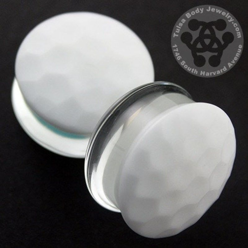 White Color Front Martelle Plugs by Gorilla Glass 0 gauge (8mm) White Pair