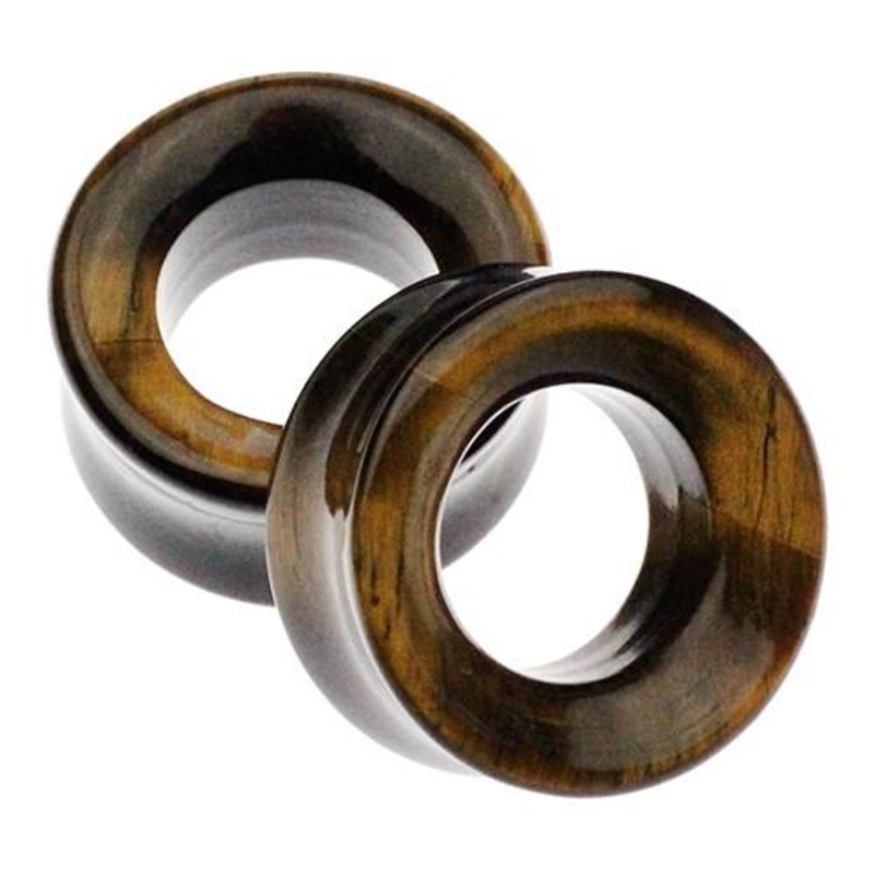 Yellow Tiger Eye Eyelets by Oracle Body Jewelry 0 gauge (8mm) Yellow Tiger Eye Pair