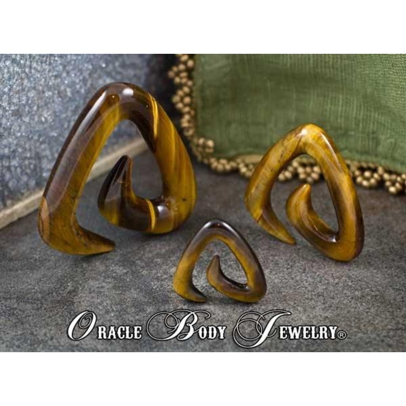 Yellow Tiger Eye Trinity Spirals by Oracle Body Jewelry 4 gauge (5mm) Yellow Tiger Eye Pair