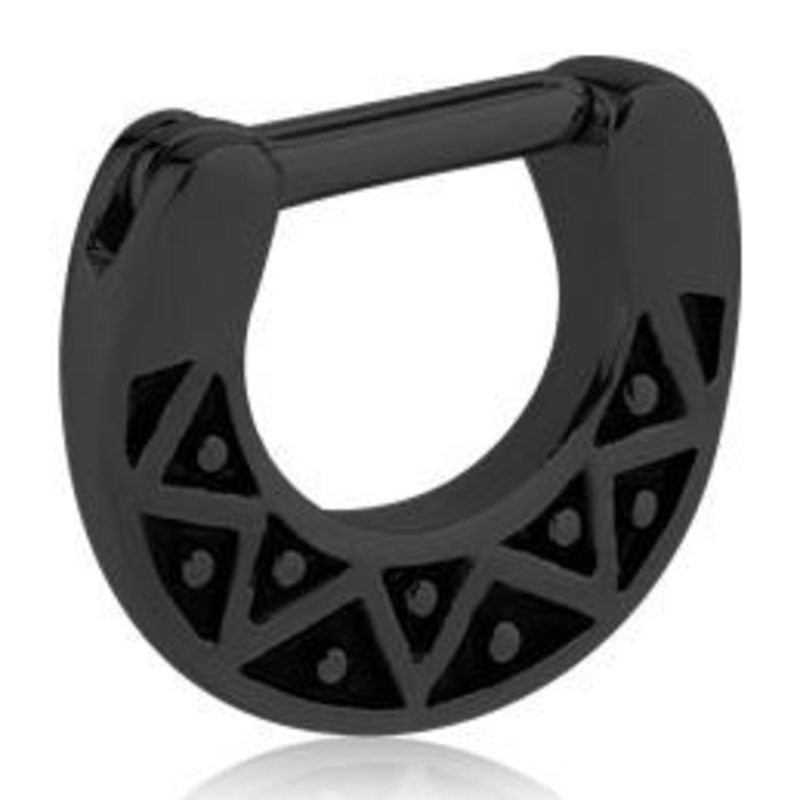 Zigzag Black Septum Clicker 16g – 5/16″ diameter (8mm) Black Stainless