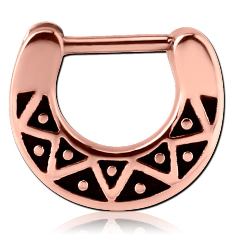 Zigzag Rose Gold Septum Clicker 16g – 1/4″ diameter (6mm) Rose Gold Stainless