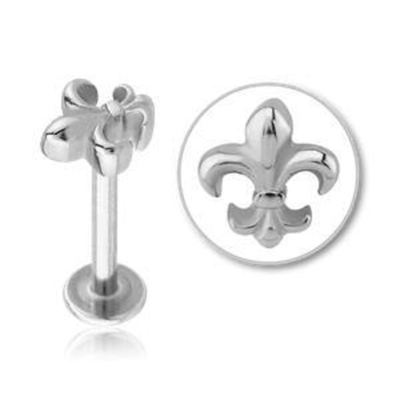 16g Fleur-de-lis Stainless Labret 16g – 5/16″ long (8mm) Stainless Steel