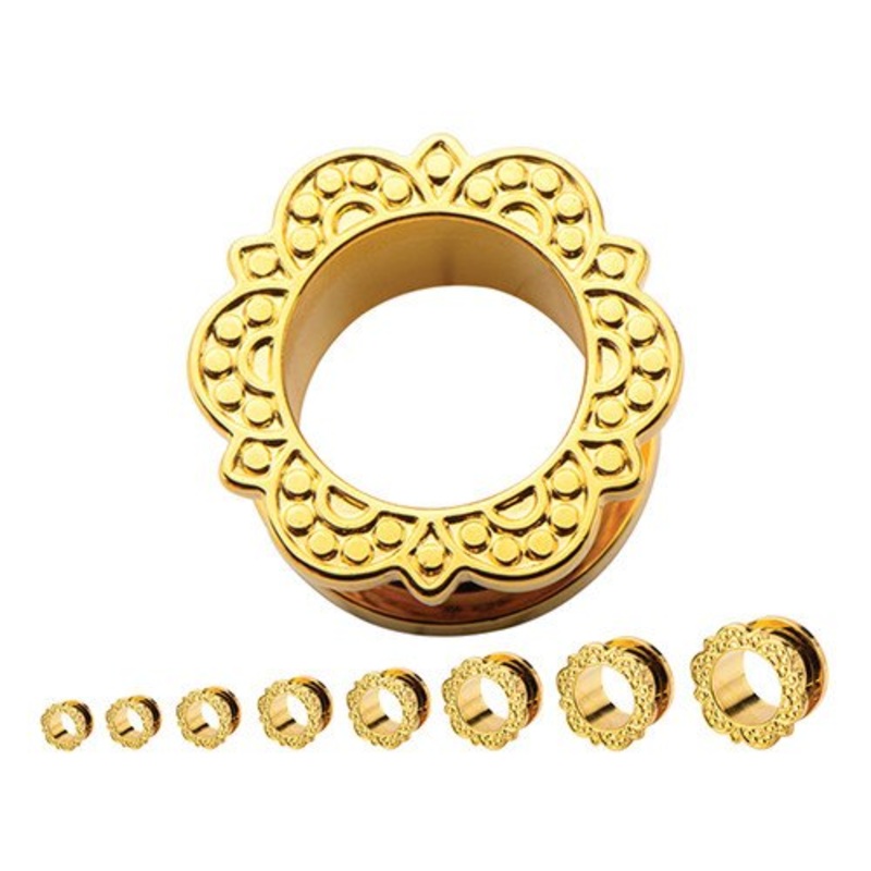 Bali Gold Screw-On Tunnels 1/2 inch (12mm) Gold Pair