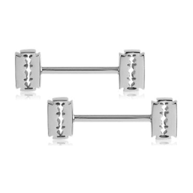 Razor Blade Stainless Nipple Barbells 14g – 3/8″ long (10mm) Stainless Steel