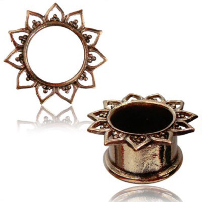 Rose Brass Bali Heart Tunnels 00 gauge (10mm) Rose Brass Pair