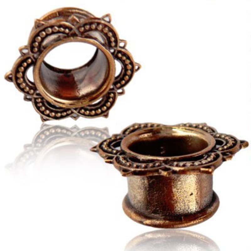 Rose Brass Bali Lotus Tunnels 4 gauge (5mm) Rose Brass Pair