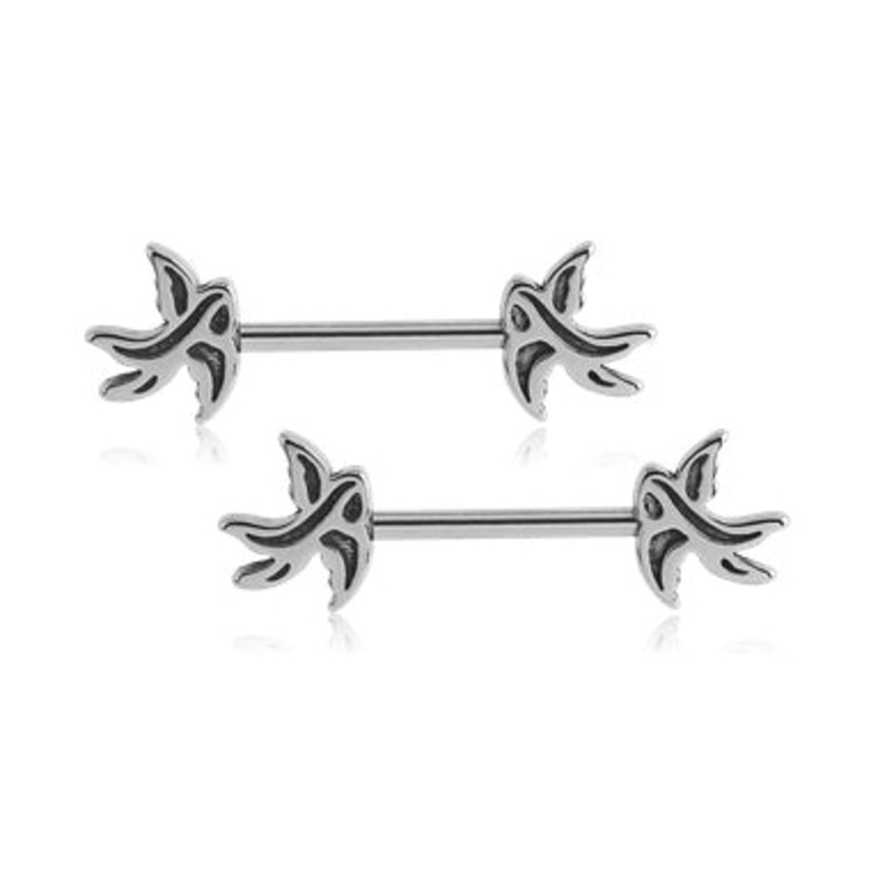 Sparrow Stainless Nipple Barbells 14g – 15/32″ long (12mm) Stainless Steel