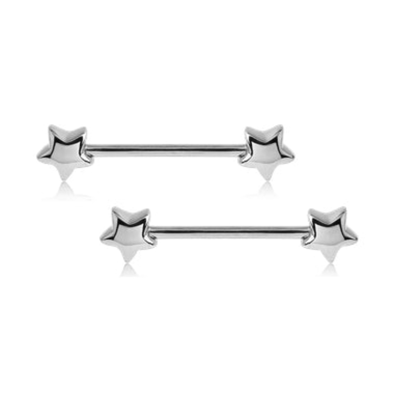Star Stainless Nipple Barbells 14g – 3/8″ long (10mm) Stainless Steel