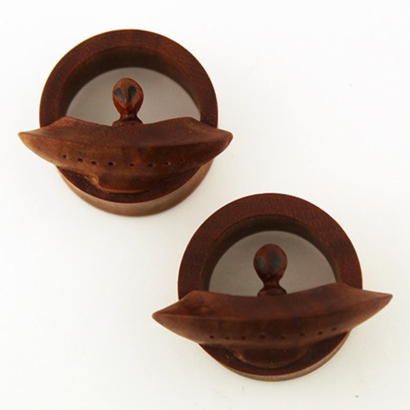 UFO Tunnels by Urban Star Organics 7/16 inch (11mm) Sabo Wood Pair