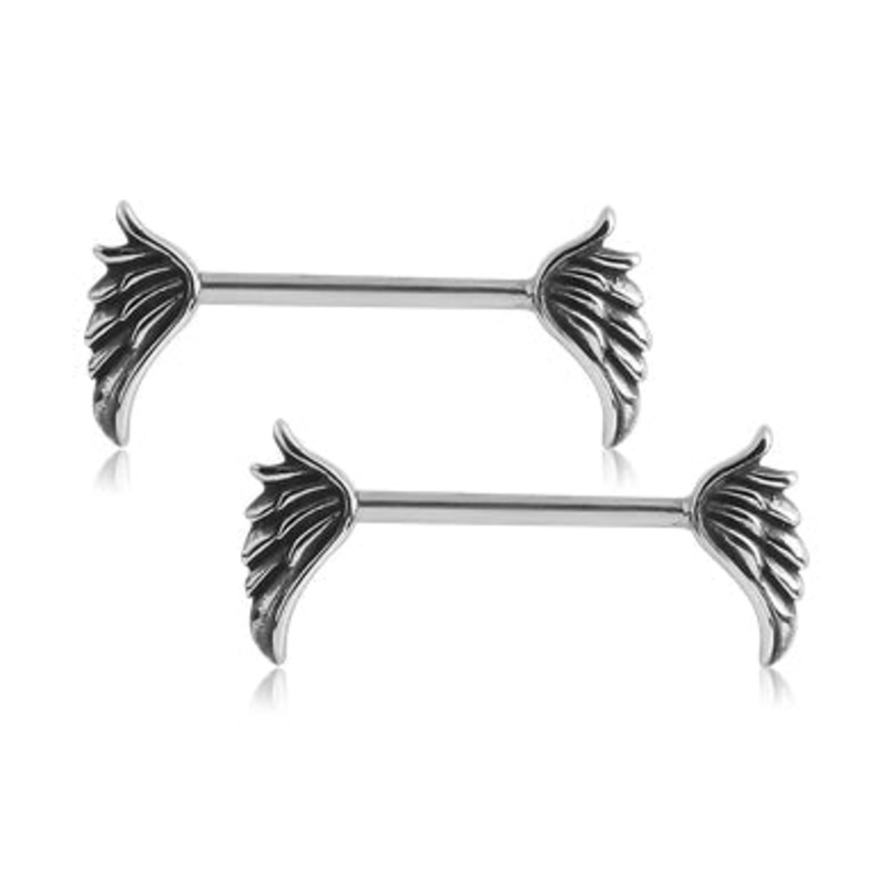 Wing Stainless Nipple Barbells 14g – 3/8″ long (10mm) Stainless Steel