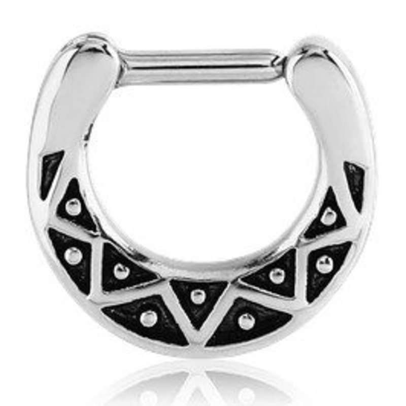 Zigzag Stainless Septum Clicker 16g – 1/4″ diameter (6mm) Stainless Steel