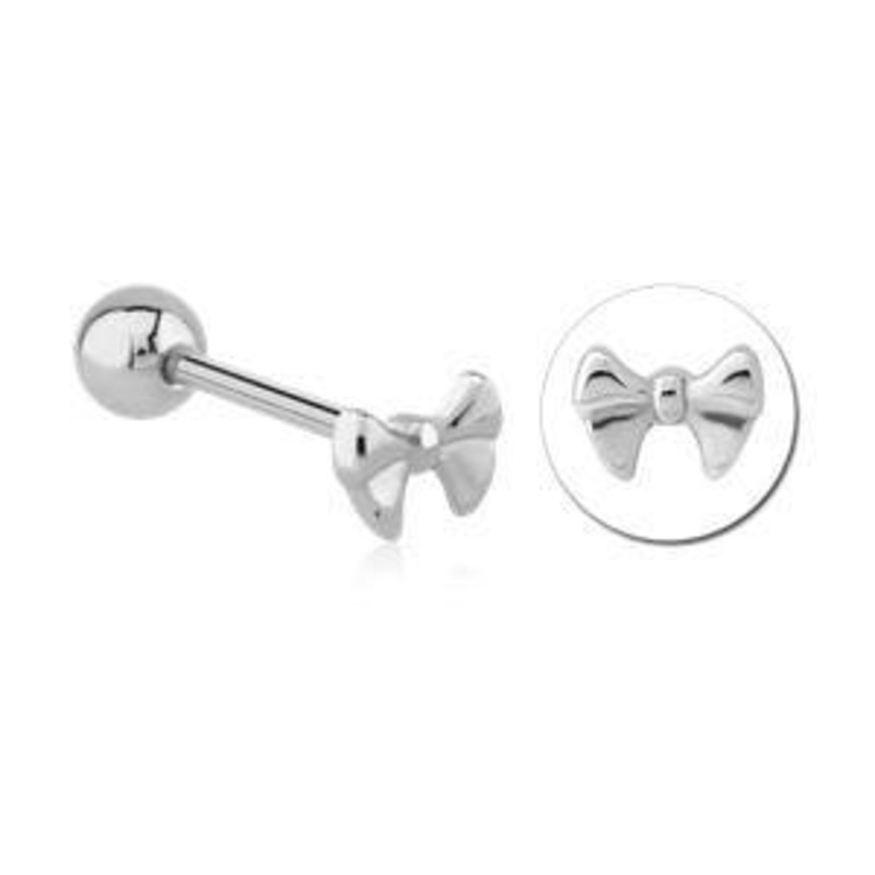 Bow Stainless Tongue Barbell 14g – 5/8″ long (16mm) Stainless Steel