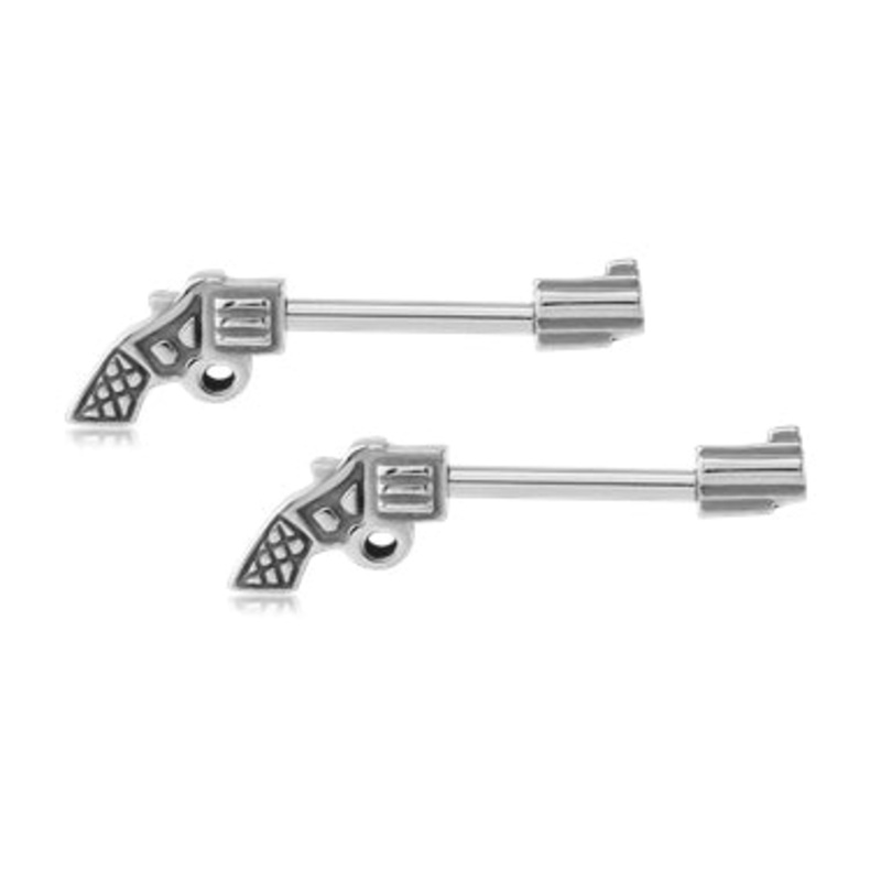 Gun Stainless Nipple Barbells 14g – 15/32″ long (12mm) Stainless Steel