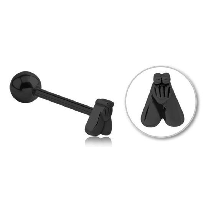 Housefly Black Tongue Barbell 14g – 5/8″ long (16mm) Black Stainless