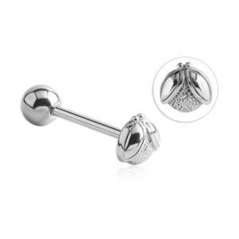 Ladybug Stainless Tongue Barbell 14g – 5/8″ long (16mm) Stainless Steel
