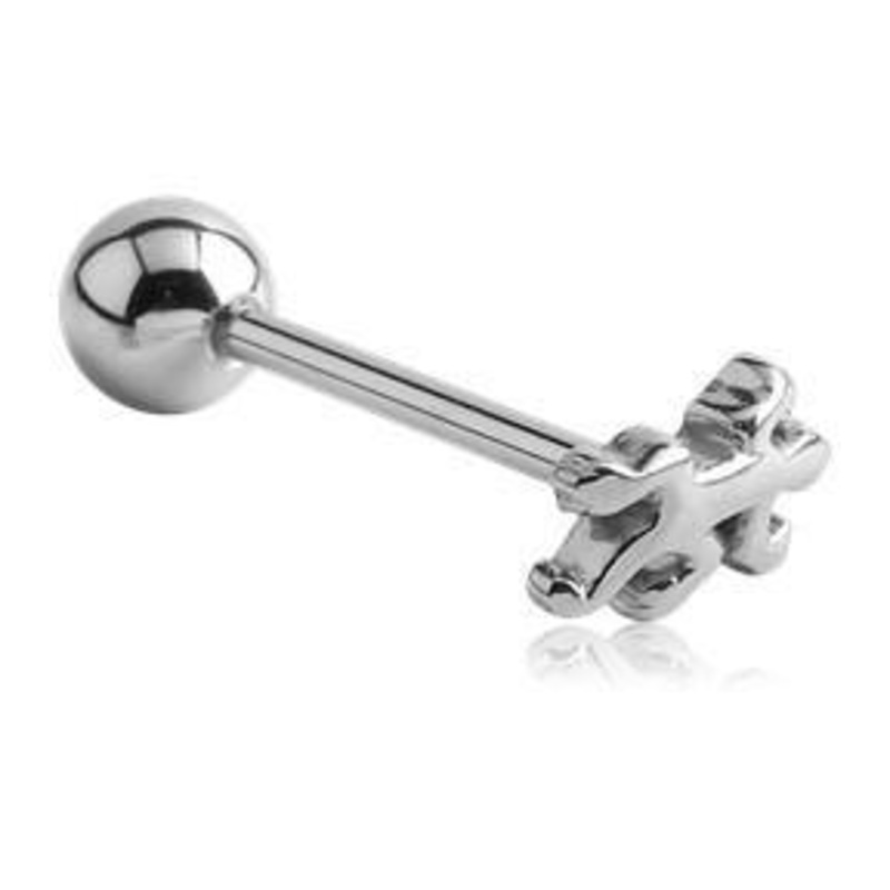 Lizard Stainless Tongue Barbell 14g – 5/8″ long (16mm) Stainless Steel