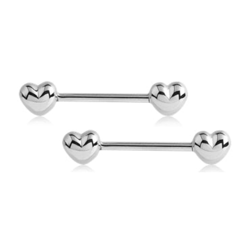 Puffy Heart Stainless Nipple Barbells 14g – 3/8″ long (10mm) Stainless Steel