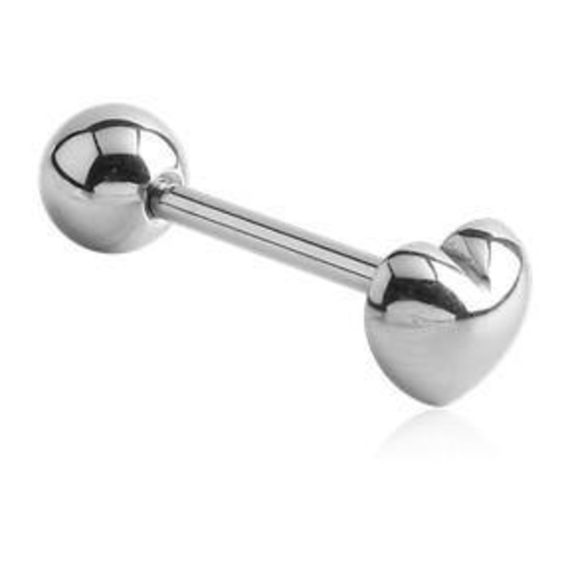 Puffy Heart Stainless Tongue Barbell 14g – 5/8″ long (16mm) Stainless Steel