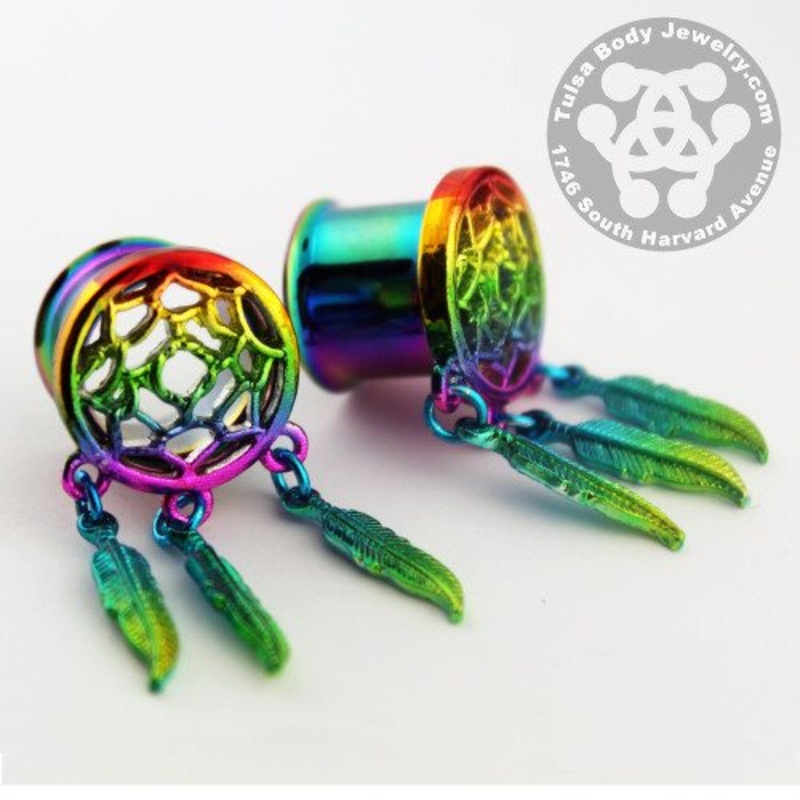 Rainbow Dreamcatcher Tunnels 7/16 inch (11mm) Rainbow Pair