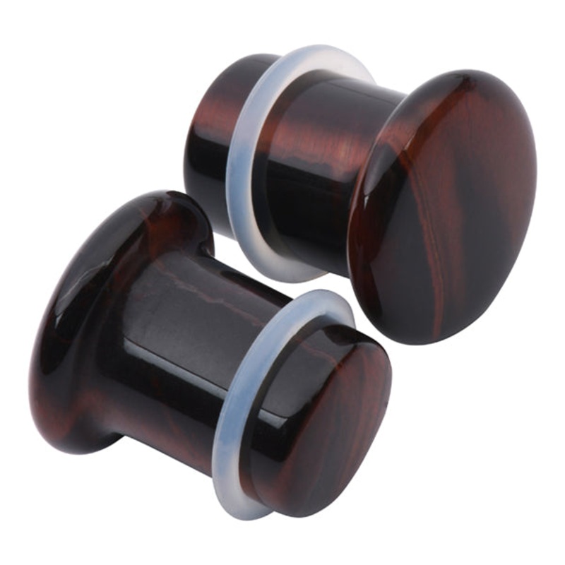 Red Tiger Eye Single Flare Plugs 8 gauge (3mm) Red Tiger Eye