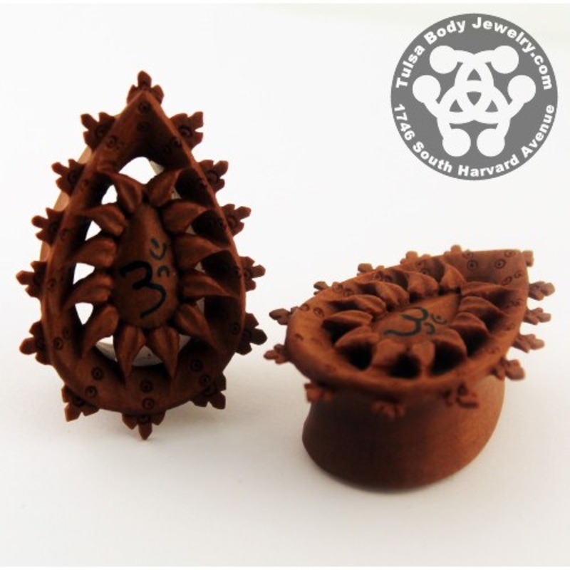 Sabo Mandala Teardrop Plugs by Urban Star Organics 00 gauge (9.5mm) Sabo Wood Pair