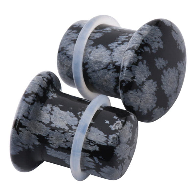 Snowflake Obsidian Single Flare Plugs 8 gauge (3mm) Snowflake Obsidian