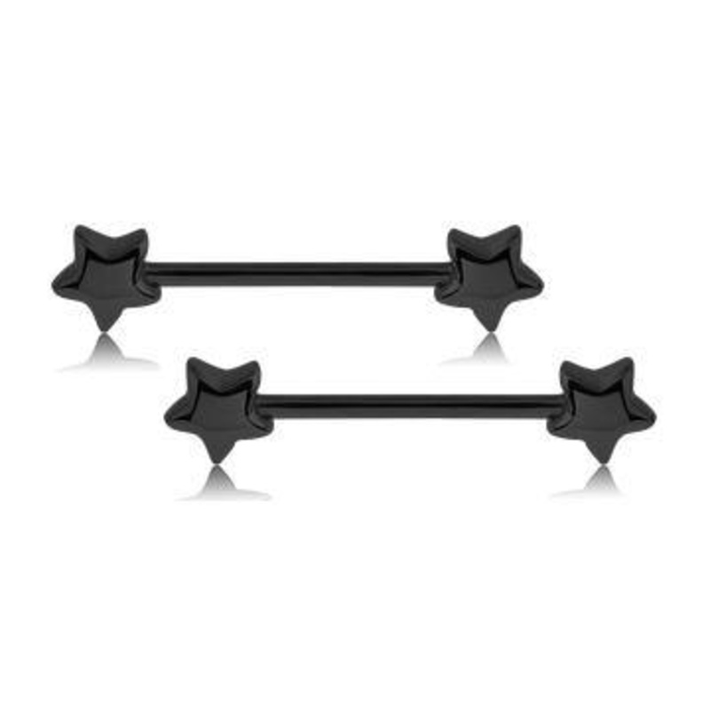 Star Black Nipple Barbells 14g – 15/32″ long (12mm) Black Stainless