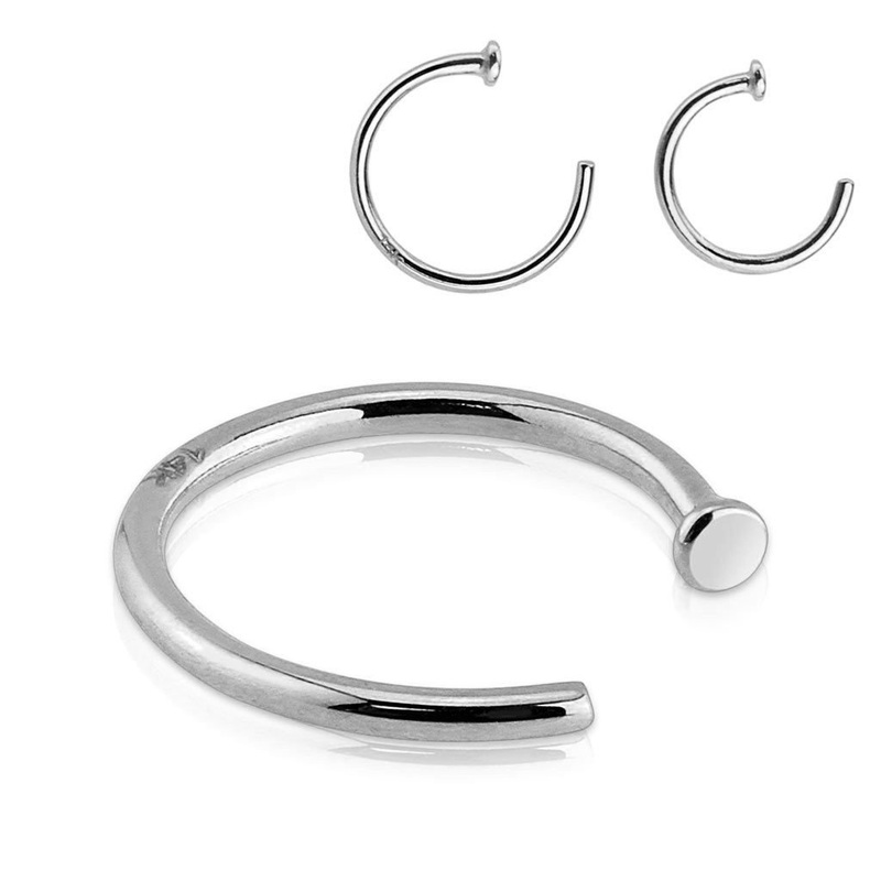 White 14k Gold Nose Hoop 20 gauge – 5/16″ diameter Solid 14k White Gold