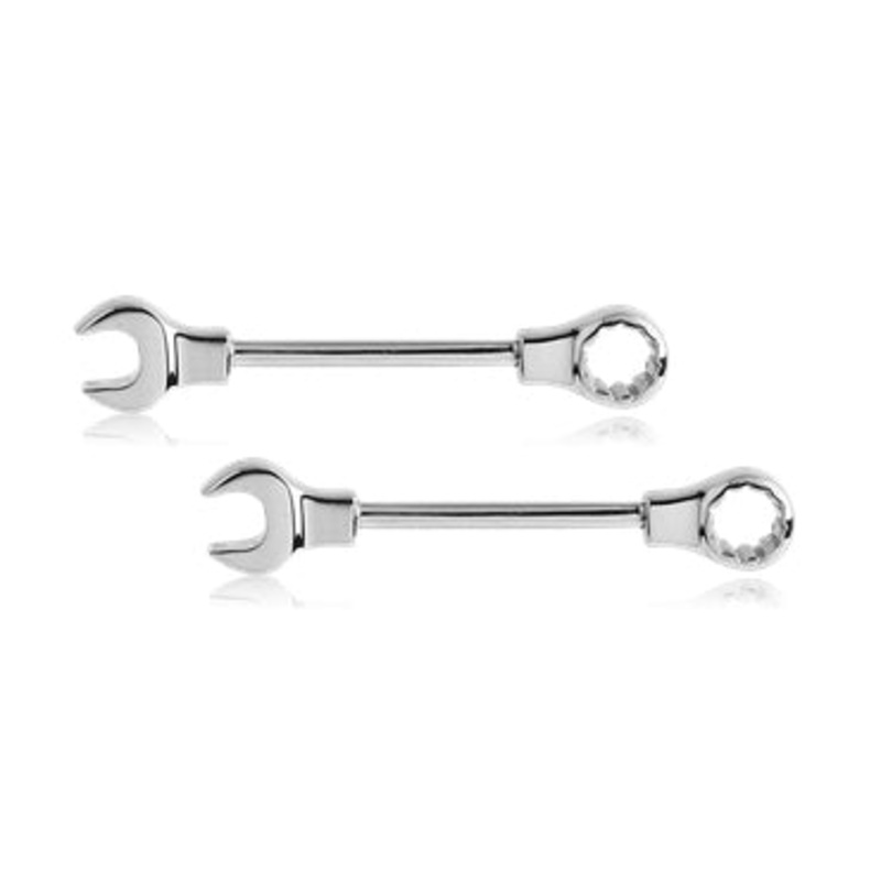 Wrench Stainless Nipple Barbells 14g – 3/8″ long (10mm) Stainless Steel