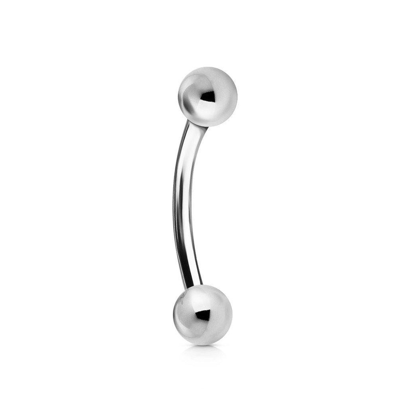 14g White 14k Gold Curved Barbell 14g – 1/4″ long (6mm) – 3mm balls White 14k Gold
