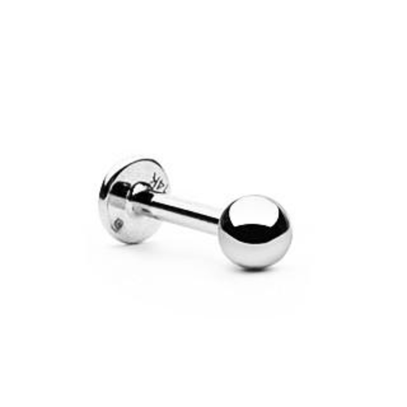 14g White 14k Gold Labret 14g – 5/16″ long (8mm) – 3mm ball White 14k Gold