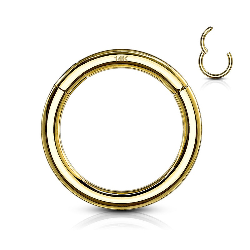 16g Yellow 14k Gold Hinged Segment Ring 16g – 1/4″ diameter (6mm) Yellow 14k Gold