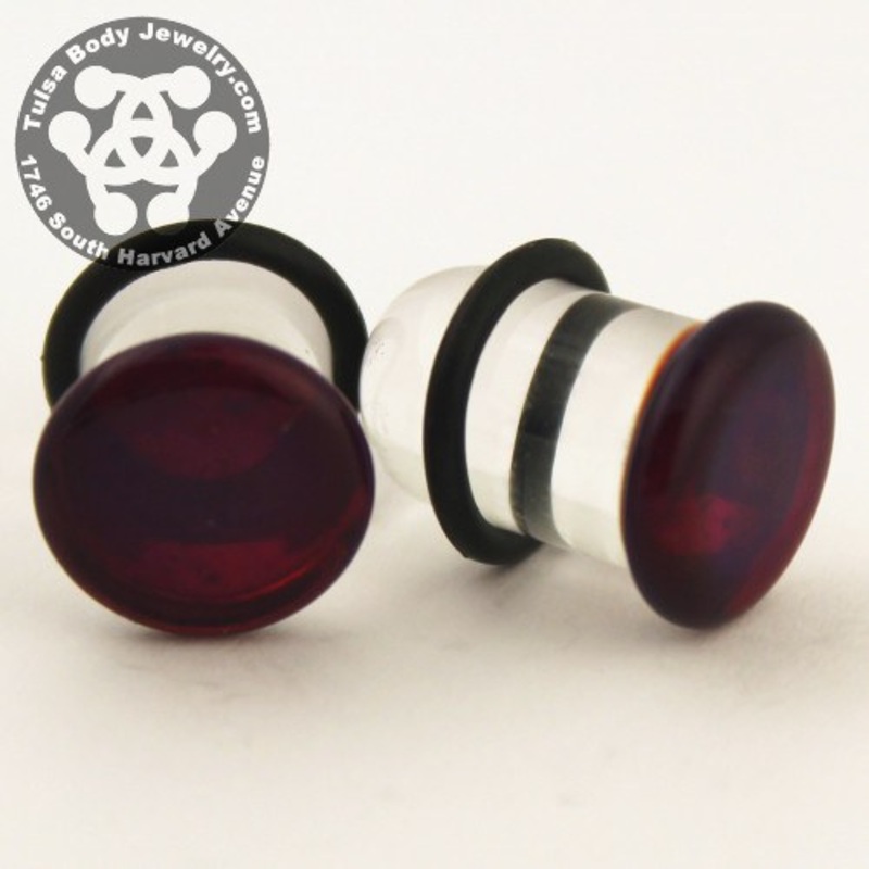 Amber/Purple Single Flare Plugs by Glasswear Studios 12 gauge (2mm) Amber/Purple Pair