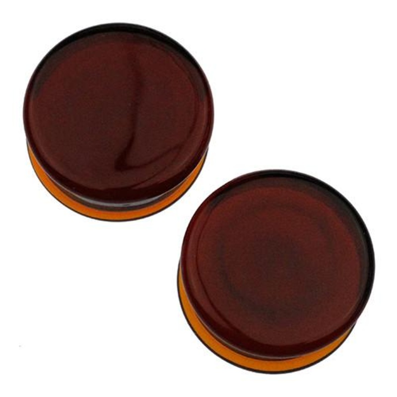 Amber Solid Color Plugs by Glasswear Studios 00 gauge (10mm) Amber Pair