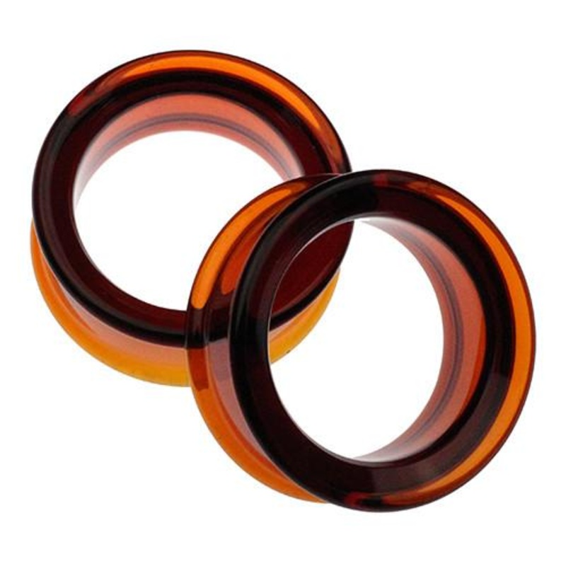 Amber Tunnels by Glasswear Studios 1 inch (26mm) Amber Pair
