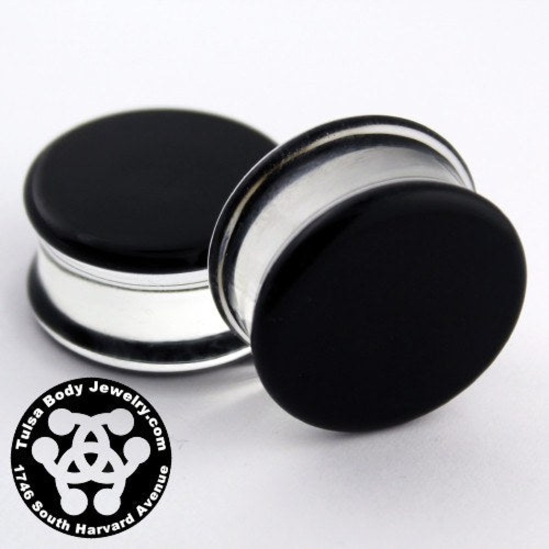 Black Double Flare Plugs by Glasswear Studios 4 gauge (5mm) Black Pair