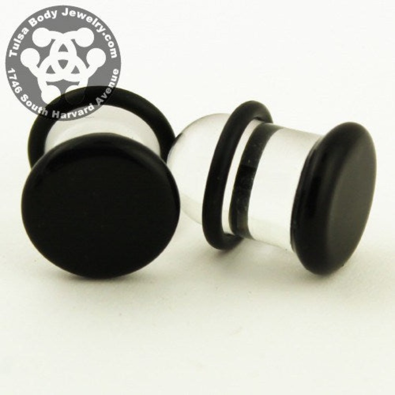 Black Single Flare Plugs by Glasswear Studios 12 gauge (2mm) Black Pair