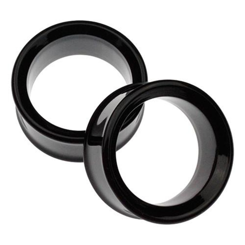 Black Tunnels by Glasswear Studios 1 inch (26mm) Black Pair