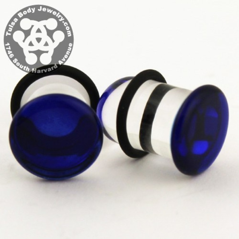 Blue Single Flare Plugs by Glasswear Studios 12 gauge (2mm) Blue Pair