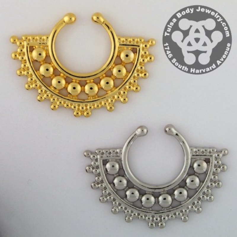 Divine Filigree Non-Piercing Septum Ring One Size Fits All Gold Stainless