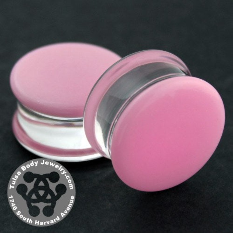 Pink Double Flare Plugs by Glasswear Studios 4 gauge (5mm) Pink Pair
