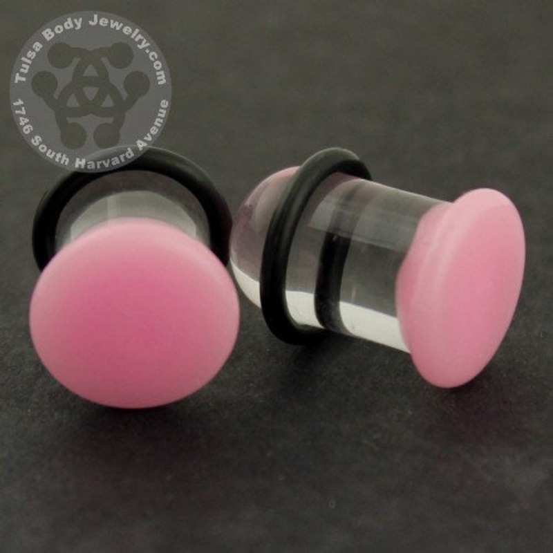Pink Single Flare Plugs by Glasswear Studios 12 gauge (2mm) Pink Pair