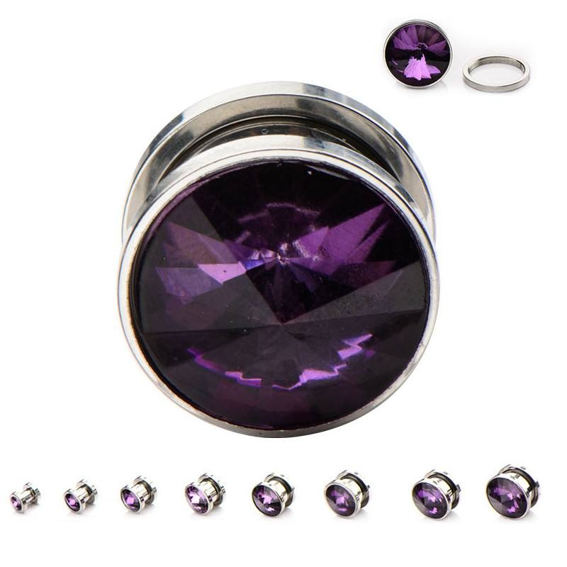Purple CZ Screw-On Plugs 00 gauge (10mm) Purple Pair